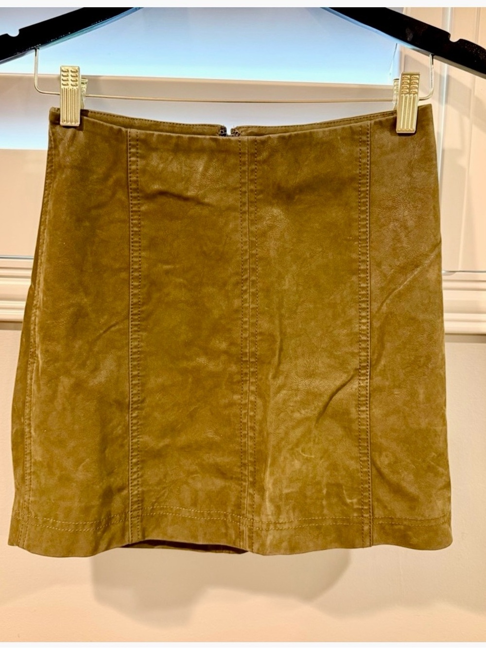 Free People Tan Leather Mini Skirt